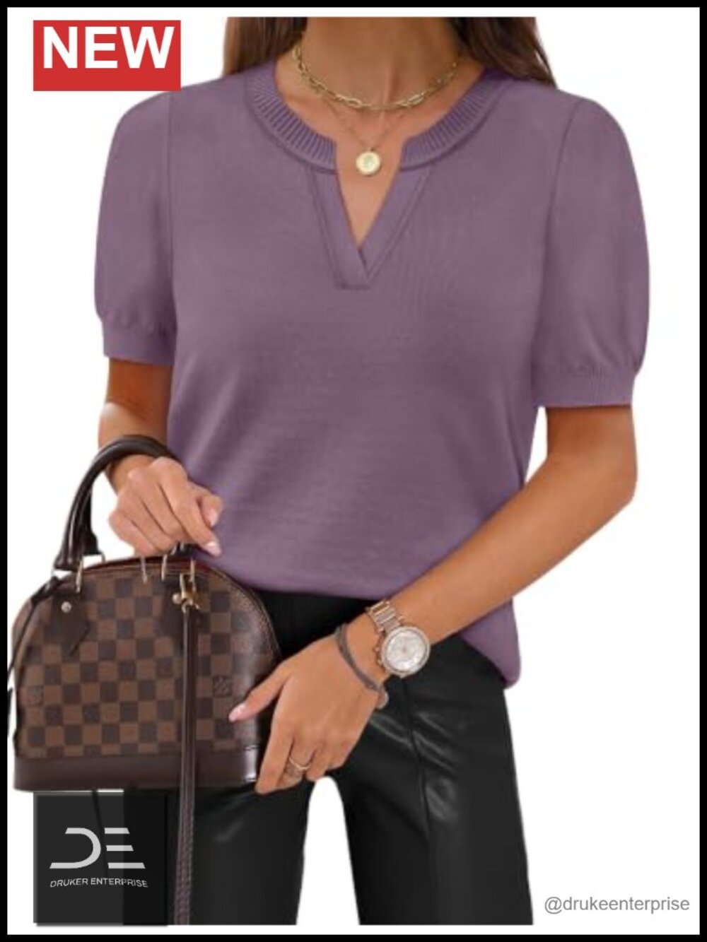 Short Sleeve V-Neck Knit Sweater Business Casual Summer Top